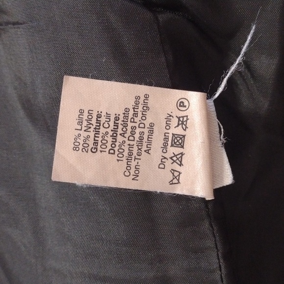 Madewell Black Wool Blend City Grid Cocoon Coat Leather Trim Size 4 - Picture 9 of 13